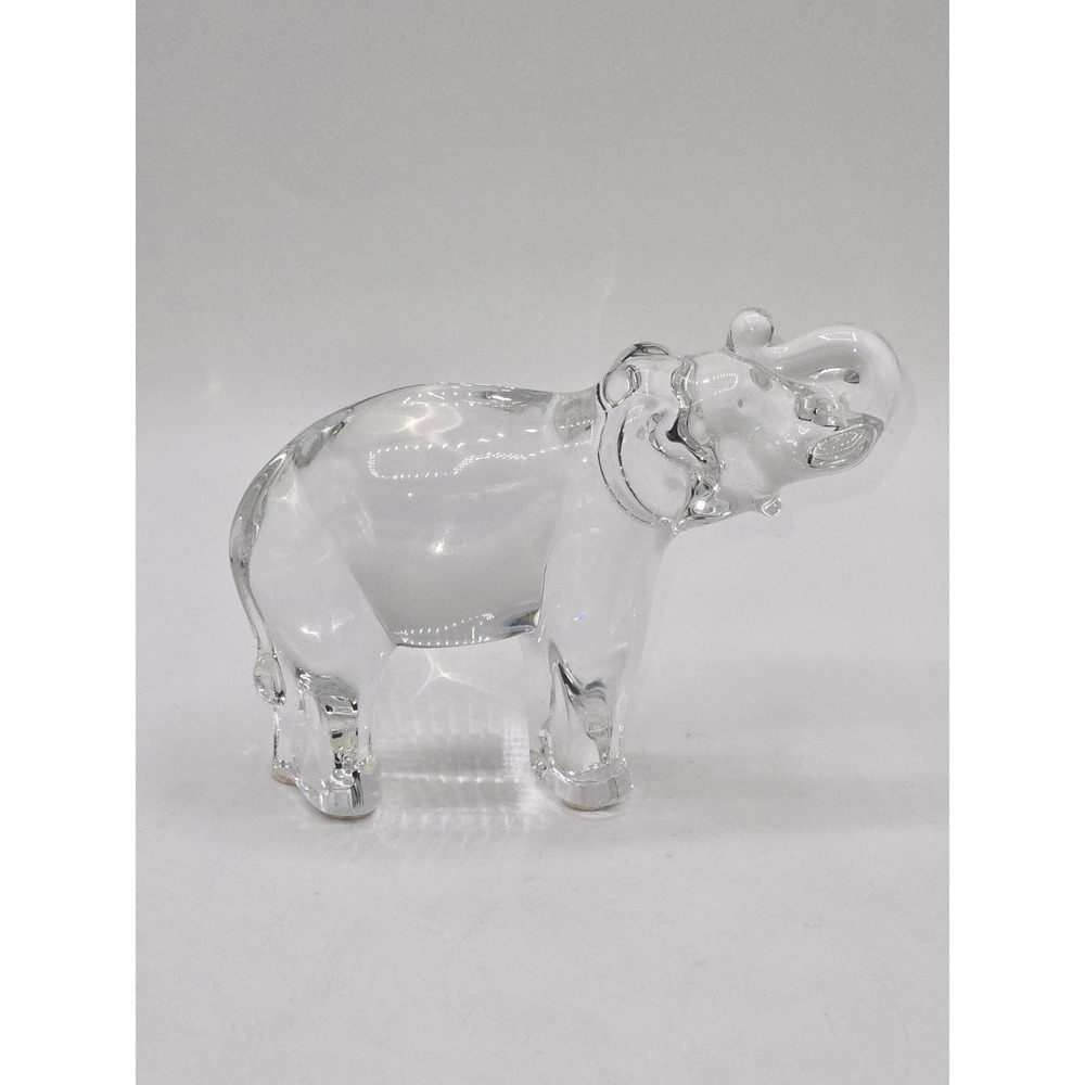 Baccarat Crystal Elephant Figurine Clear Art Glass France Signed 5"